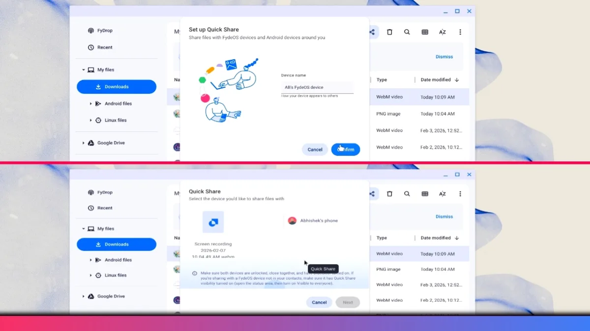 fyde os quick share update