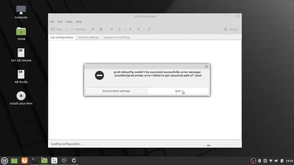 Error while installing Chrome OS