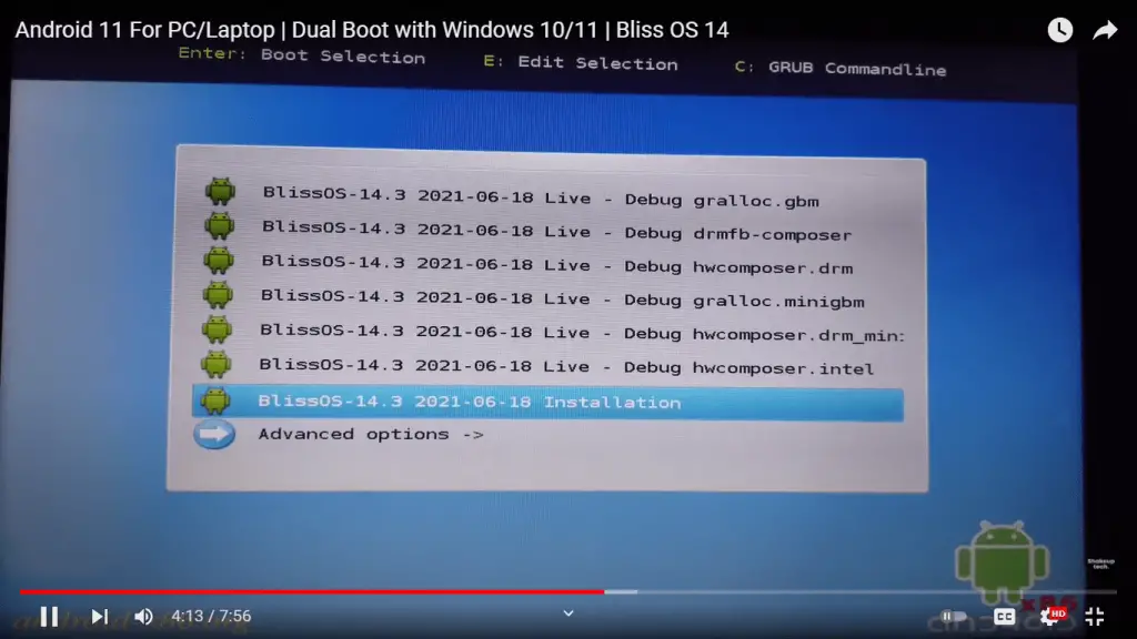 install and dual boot bliss os