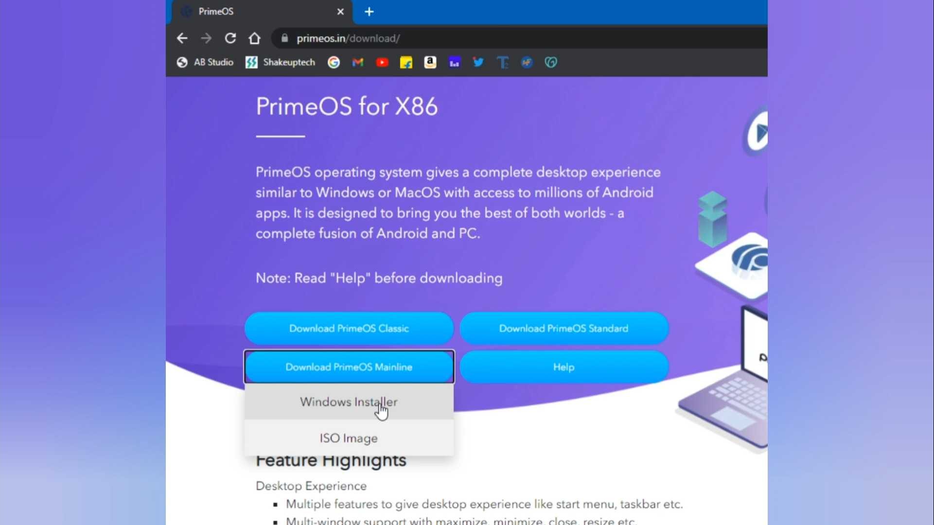 Установка андроид на пк prime os