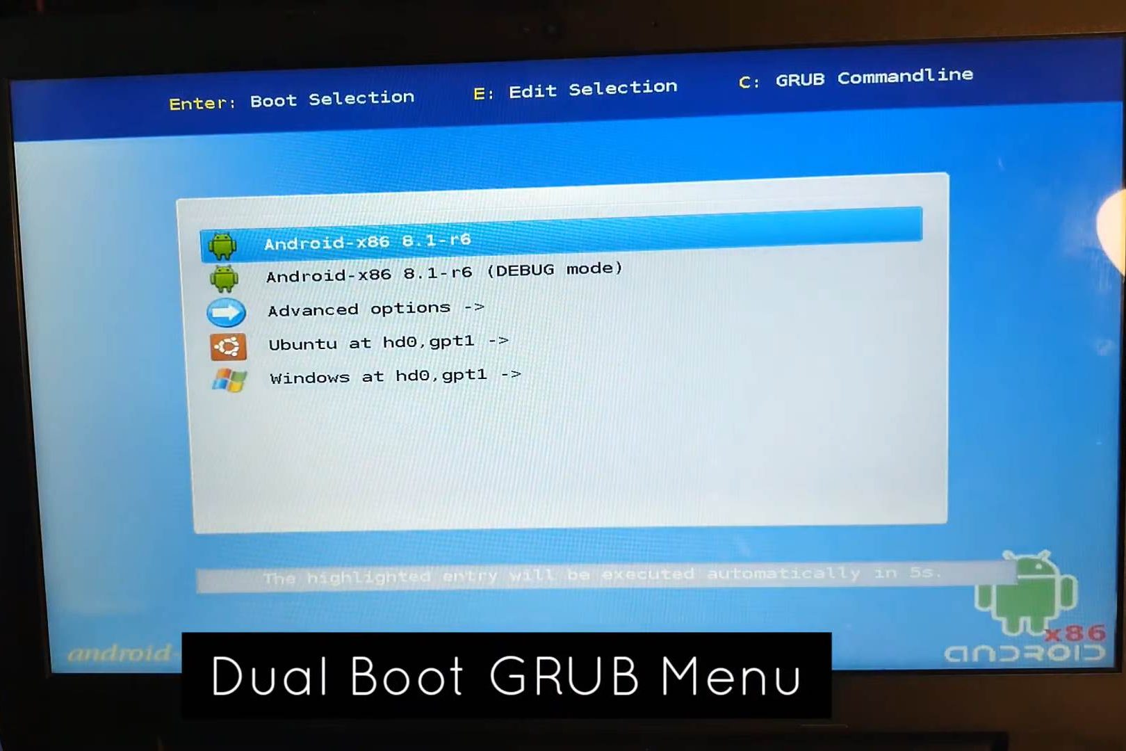 android x86 dual boot menu