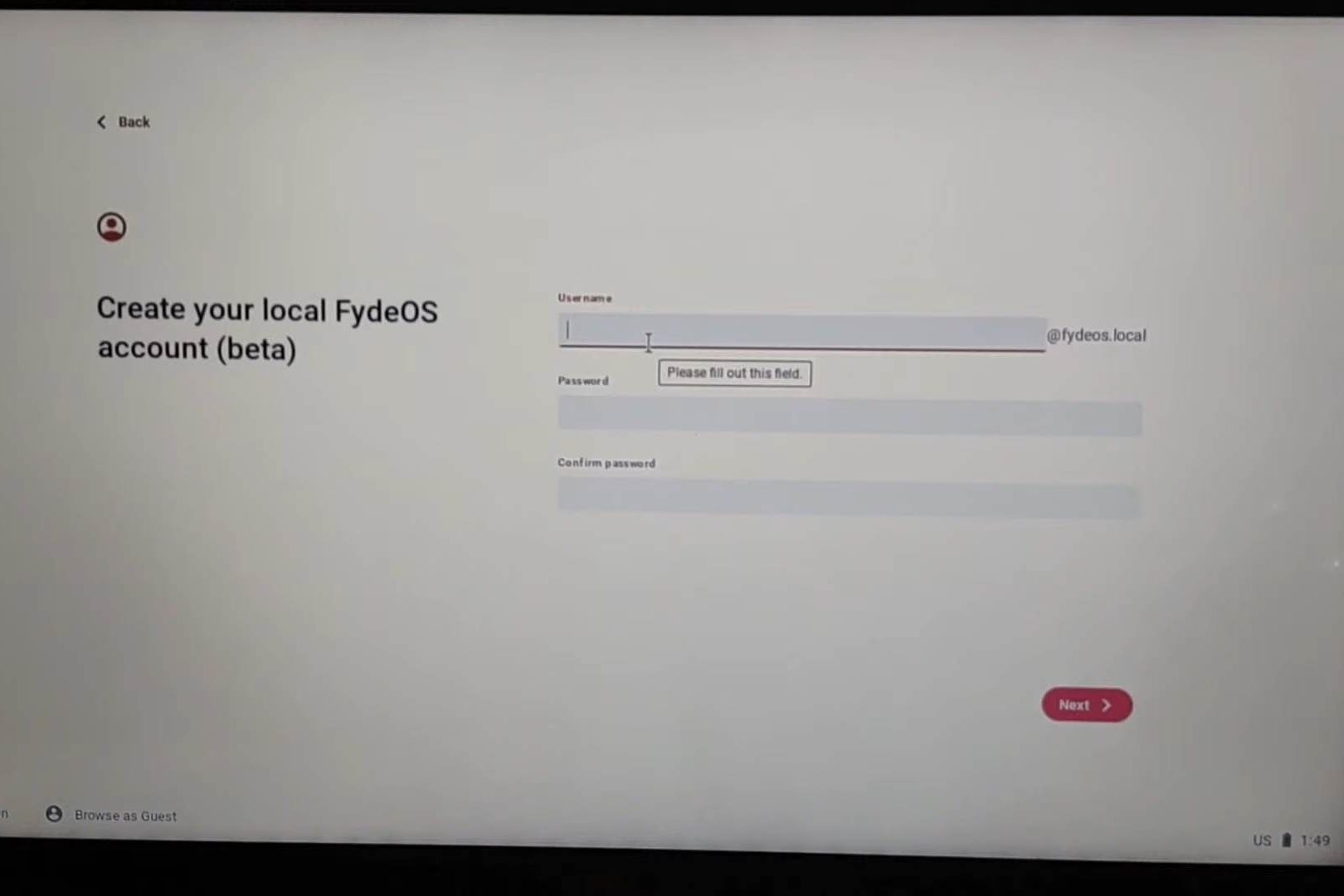 fyde os local account