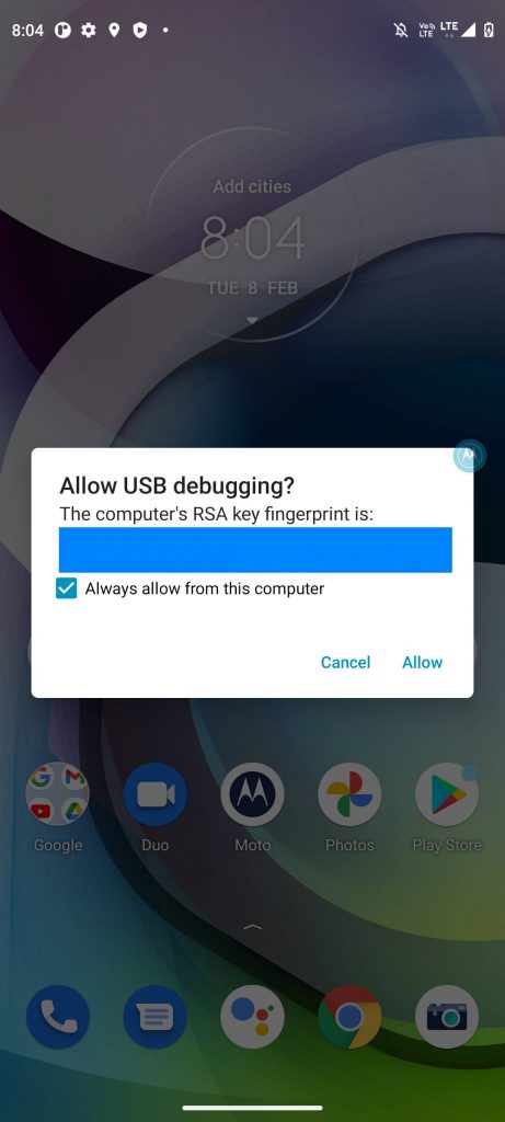 motorola usb debugging enable