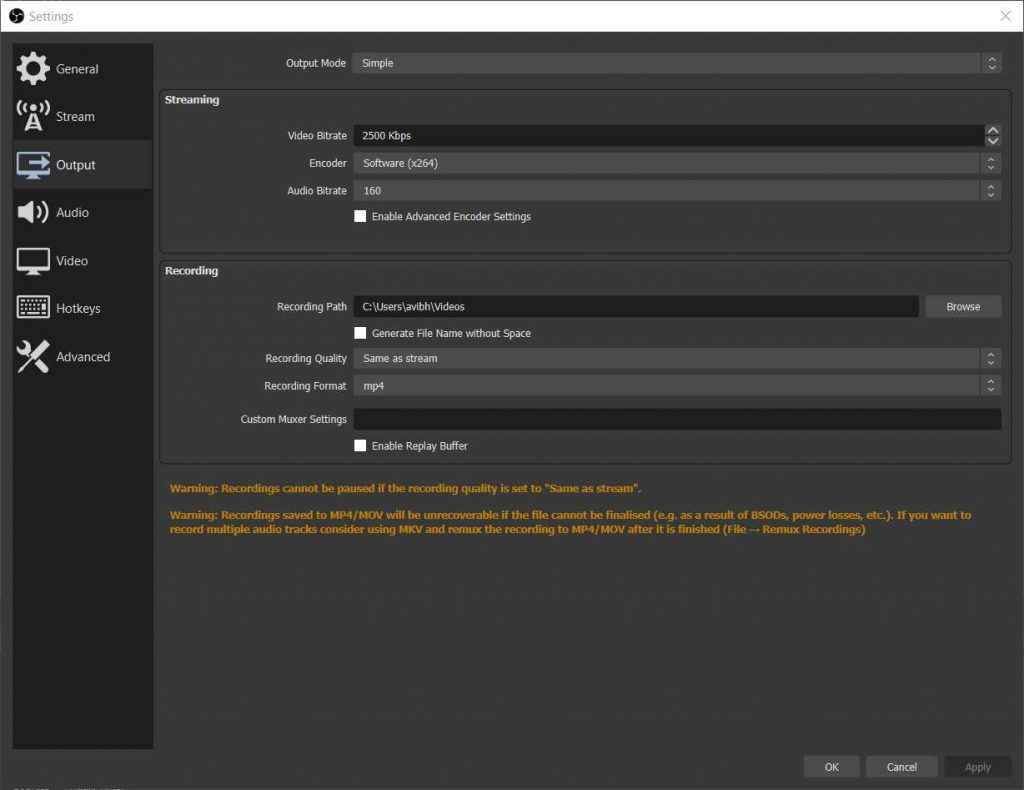 bs-studio-output-settings