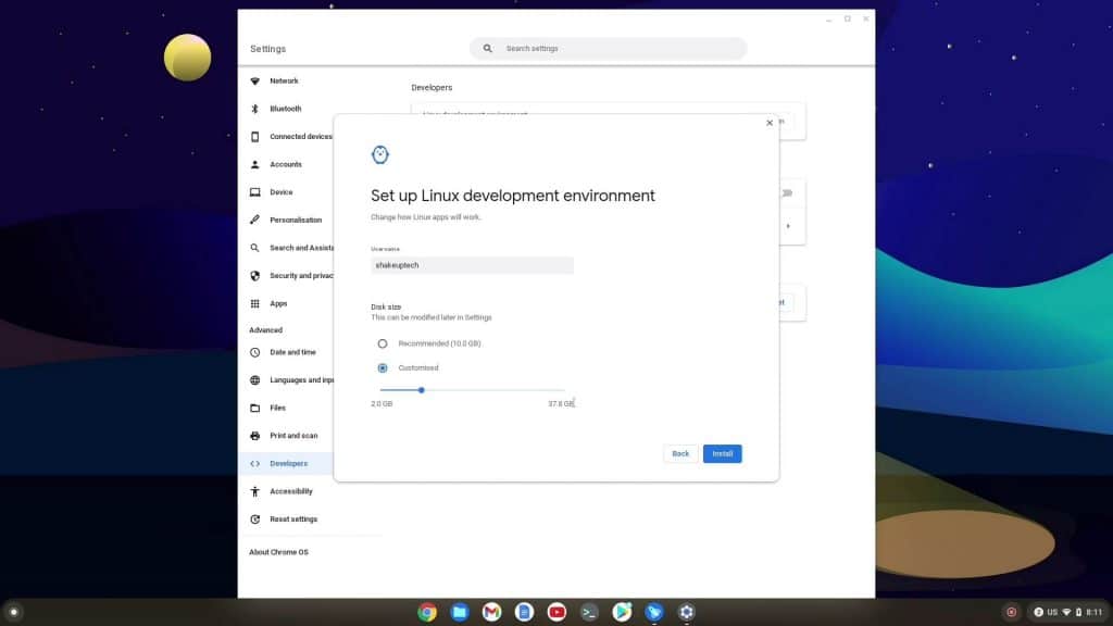 set up linux on chrome os