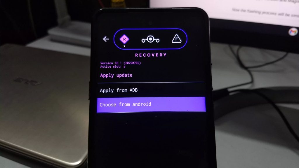 choose from android lineage os recovery