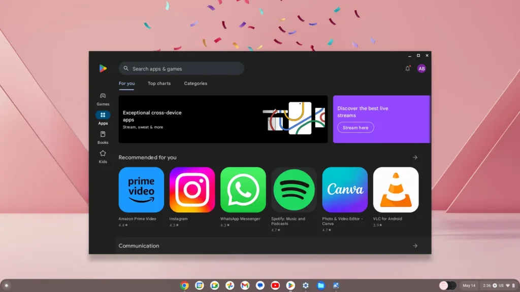 chrome os with google play store and android support