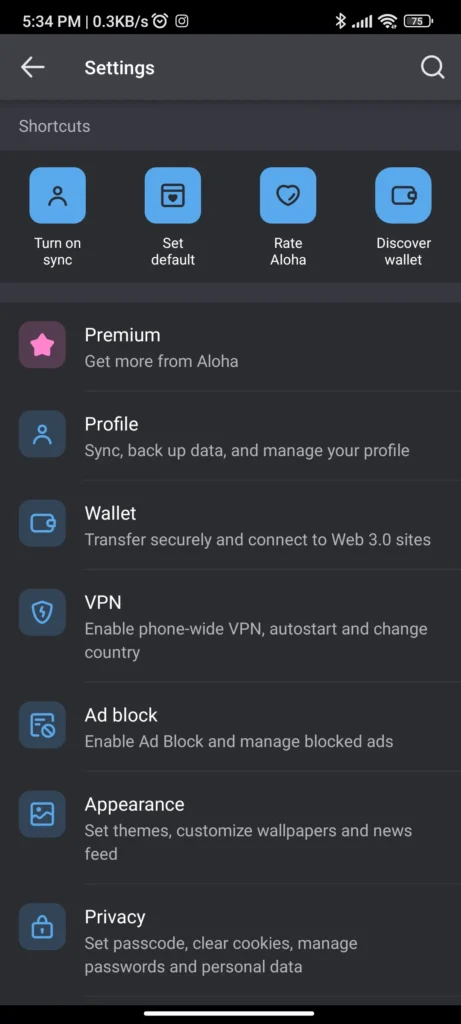 Aloha Browser - Best Web browsers for Android