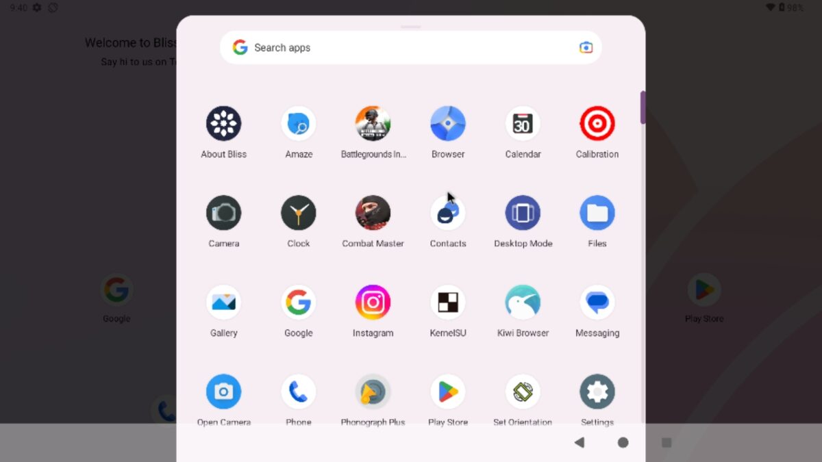 Bliss OS 16 android apps