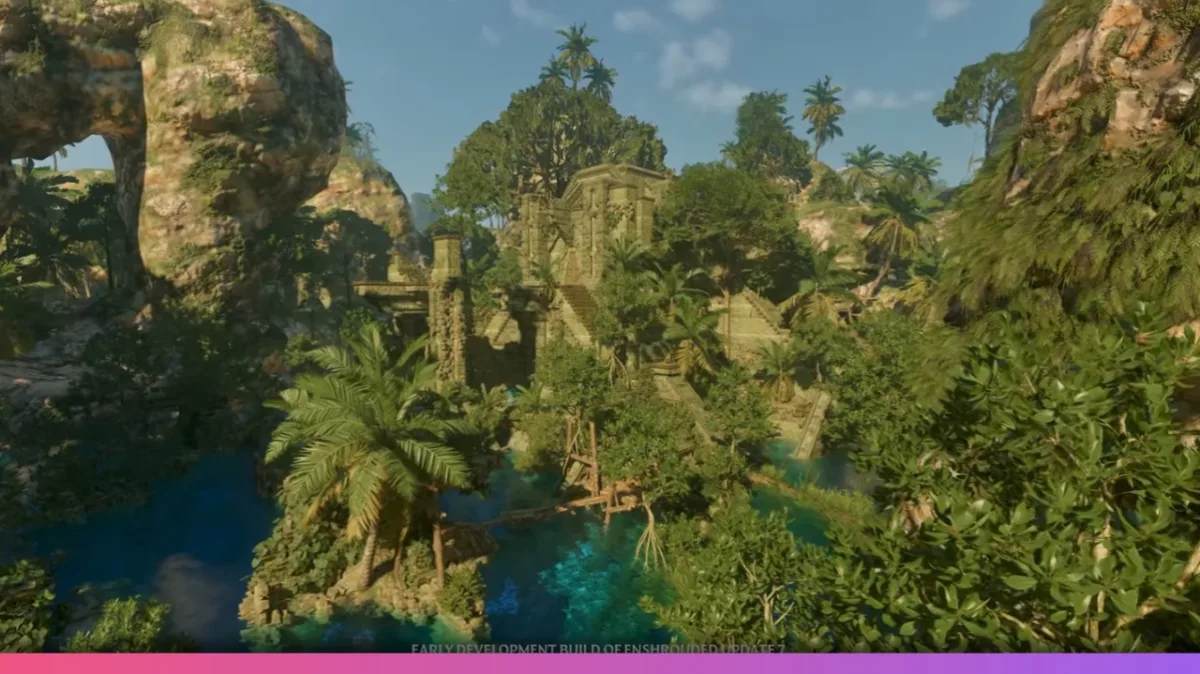 Enshrouded Water Update Reveals Floating Islands, Unique Furniture, and Flowing Water