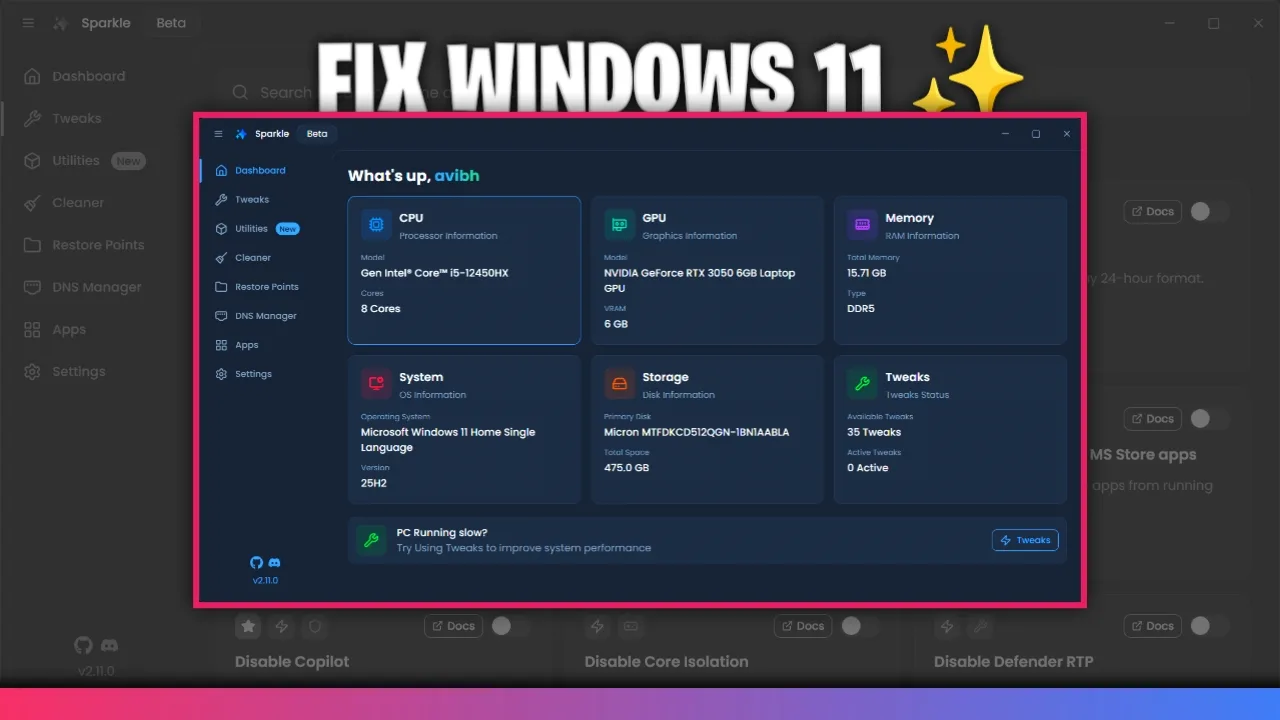 Sparkle Windows 11 Optimizer – Free Debloat Tool, Performance Tweaks & How to Use