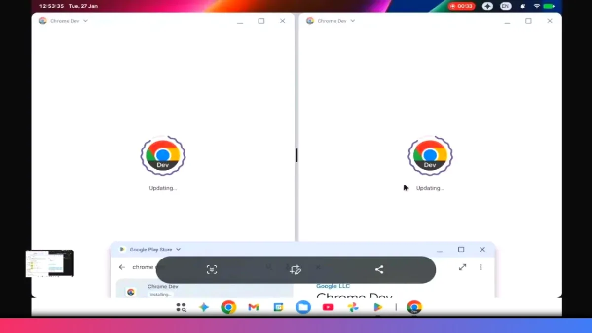 Chromebook running Android desktop mode on laptop hardware