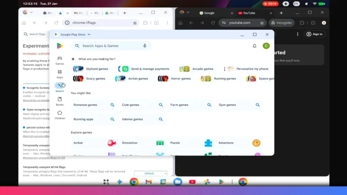 Android desktop interface leaked from Google Aluminum OS development build