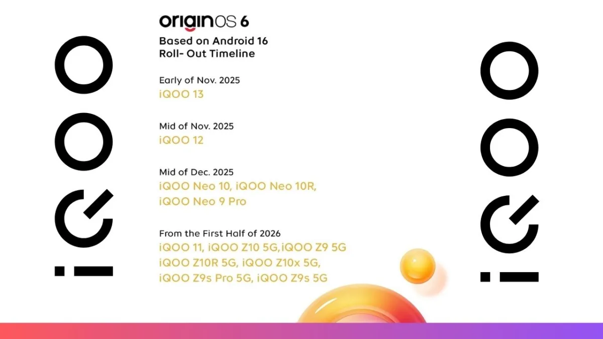 Origin OS 6 Android 16 Update Timeline