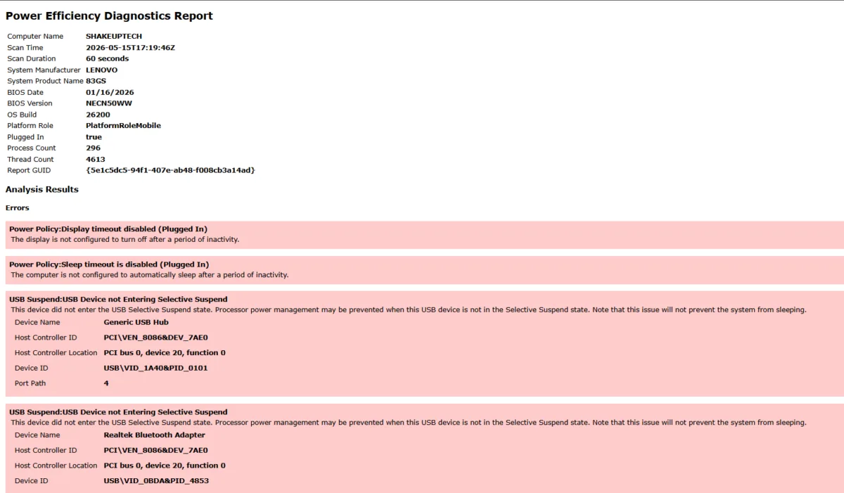 powercfg report
